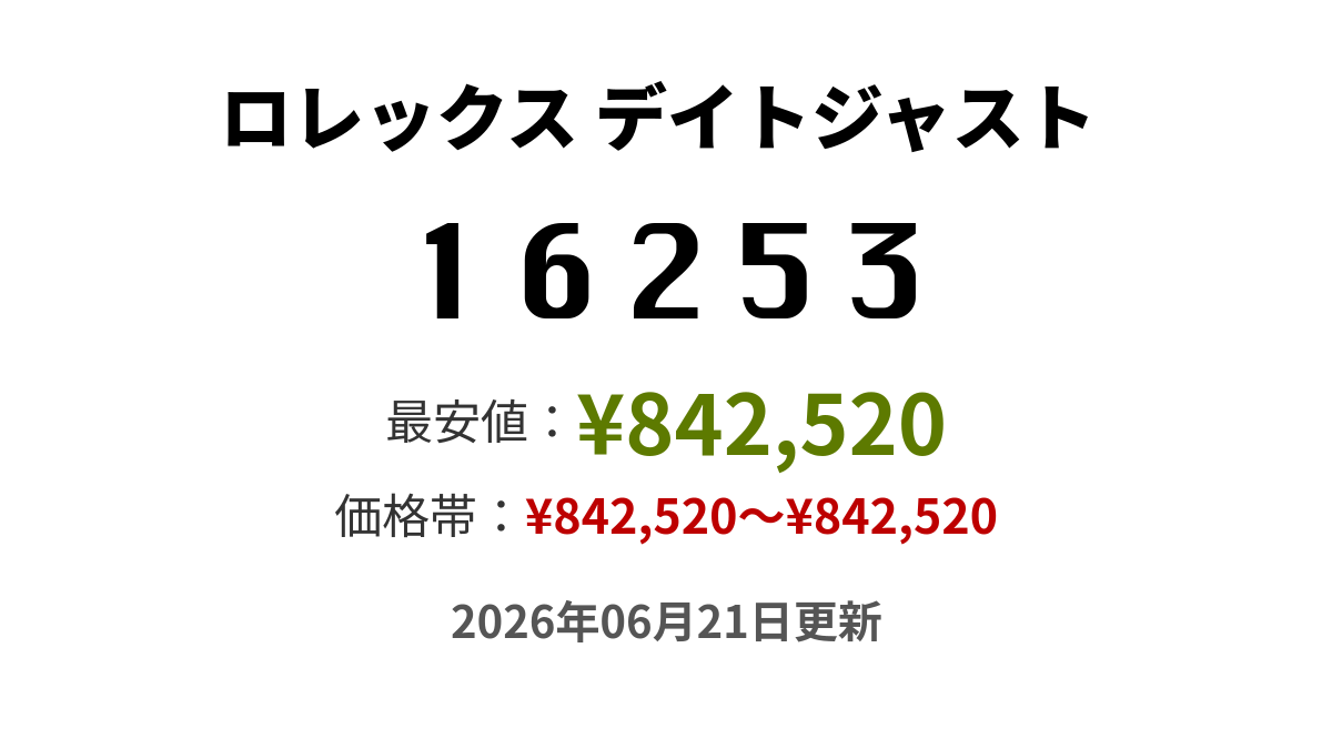16253の価格・値段 - ロレックス デイトジャスト - 腕時計投資.com